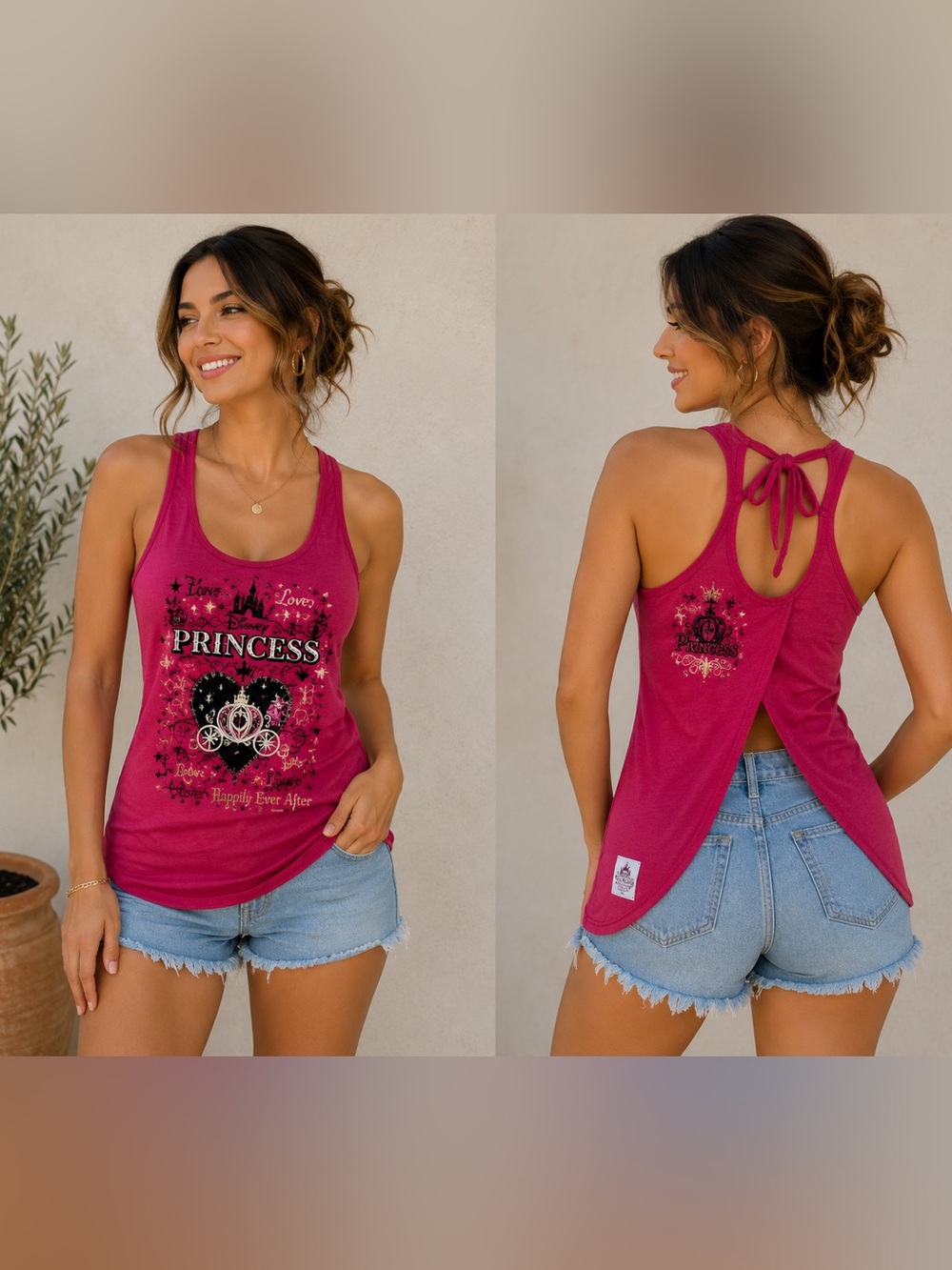 Disney Raspberry Princess Graphic Tie-Back Tank Top